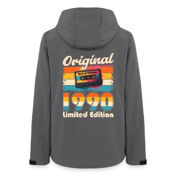 35th Birthday Cassette October Year 1990 - Women’s Recycled Softshell Jacket by Stanley/Stella - anthracite - Back - AI Model Female 172 light (172cm)