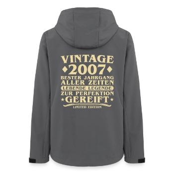 Vintage 2007 Jahrgang geboren 18 Jahre - Frauen Recycelte Softshelljacke von Stanley/Stella - Anthrazit - Hinten - AI Model Female 172 light (172cm)
