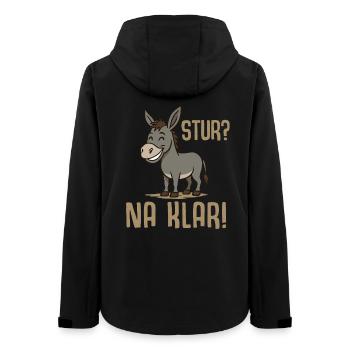 Lustiger Esel Spruch - Stur na klar - Frauen Recycelte Softshelljacke von Stanley/Stella - Schwarz - Hinten - AI Model Female 172 light (172cm)