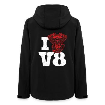 I Love V8 Motor Autoliebhaber Tuning - Frauen Recycelte Softshelljacke von Stanley/Stella - Schwarz - Hinten - AI Model Female 172 light (172cm)