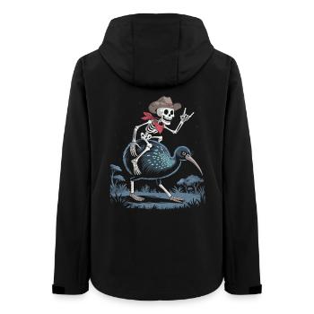 Knochen-Skelett auf Kiwi mit Cowboyhut - Frauen Recycelte Softshelljacke von Stanley/Stella - Schwarz - Hinten - AI Model Female 172 light (172cm)