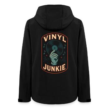 Vinyl Junkie Record Musik Retro Design - Frauen Recycelte Softshelljacke von Stanley/Stella - Schwarz - Hinten - AI Model Female 172 light (172cm)