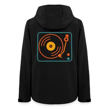 Analog Music Vinyl Record Player Retro - Women’s Recycled Softshell Jacket by Stanley/Stella - black - Back - AI Model Female 172 light (172cm)