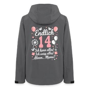 Endlich 14 Geburtstag 14 Jahre Geschenk Spruch - Frauen Recycelte Softshelljacke von Stanley/Stella - Anthrazit - Hinten - AI Model Female 172 light (172cm)