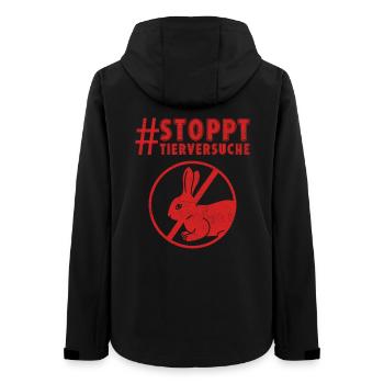 Bien-être animal STOP AUX TESTS SUR LES ANIMAUX DRÔLE - Veste softshell femme recyclée Stanley/Stella - noir - Dos - AI Model Female 172 light (172cm)