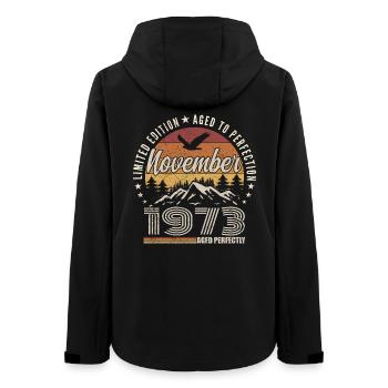 Legends NovembNovember 1973 Vintage November 19 - Women’s Recycled Softshell Jacket by Stanley/Stella - black - Back - AI Model Female 172 light (172cm)