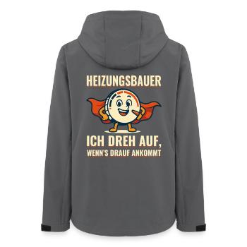Heizungsbauer Superheld Motiv - Frauen Recycelte Softshelljacke von Stanley/Stella - Anthrazit - Hinten - AI Model Female 172 light (172cm)