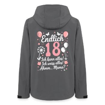 Finally 18 Birthday 18 Years Gift Saying - Women’s Recycled Softshell Jacket by Stanley/Stella - anthracite - Back - AI Model Female 172 light (172cm)