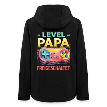 Dad-to-be LEVEL DAD UNLOCKED Funny - Women’s Recycled Softshell Jacket by Stanley/Stella - black - Back - AI Model Female 172 light (172cm)