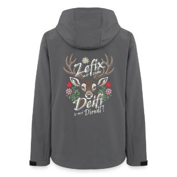 Zefix wo zum Deifi is mei Dirndl ? Costume traditionnel et divertissement - Veste softshell femme recyclée Stanley/Stella - charbon - Dos - AI Model Female 172 light (172cm)