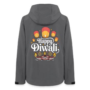 Happy Diwali Lampen Design - Frauen Recycelte Softshelljacke von Stanley/Stella - Anthrazit - Hinten - AI Model Female 172 light (172cm)