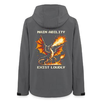 Main Ability: Exist Loud | Dragon - Women’s Recycled Softshell Jacket by Stanley/Stella - anthracite - Back - AI Model Female 172 light (172cm)
