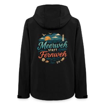 Meerweh statt Fernweh - Frauen Recycelte Softshelljacke von Stanley/Stella - Schwarz - Hinten - AI Model Female 172 light (172cm)