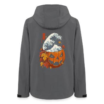 Halloween Fall - Pumpkin Wave Kanagawa - Women’s Recycled Softshell Jacket by Stanley/Stella - anthracite - Back - AI Model Female 172 light (172cm)