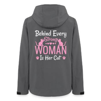 Hinter jeder starken Frau steckt ihre Katze - Frauen Recycelte Softshelljacke von Stanley/Stella - Anthrazit - Hinten - AI Model Female 172 light (172cm)