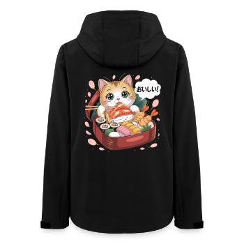 Kawaii Katze mit Sushi - Frauen Recycelte Softshelljacke von Stanley/Stella - Schwarz - Hinten - AI Model Female 172 light (172cm)