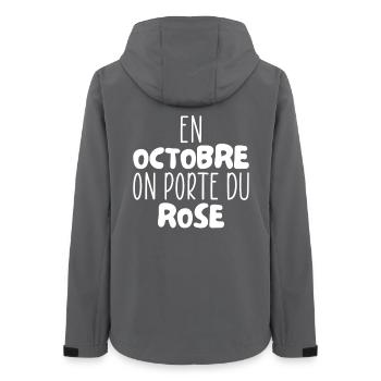 In October we wear pink - 2025 Breast cancer - Women’s Recycled Softshell Jacket by Stanley/Stella - anthracite - Back - AI Model Female 172 light (172cm)