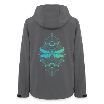 Astronomy - Dragonfly Mandala Turquoise Blue - Women’s Recycled Softshell Jacket by Stanley/Stella - anthracite - Back - AI Model Female 172 light (172cm)