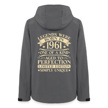65th Birthday Vintage 1961 Vintage - Women’s Recycled Softshell Jacket by Stanley/Stella - anthracite - Back - AI Model Female 172 light (172cm)