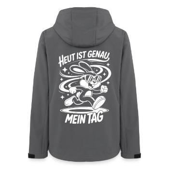 Heute Ist Genau Mein Tag – Cartoon-Hase - Frauen Recycelte Softshelljacke von Stanley/Stella - Anthrazit - Hinten - AI Model Female 172 light (172cm)