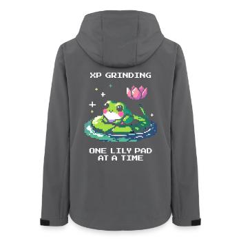 XP-Grind – Sheet by Sheet | Frog, Water Lily - Women’s Recycled Softshell Jacket by Stanley/Stella - anthracite - Back - AI Model Female 172 light (172cm)
