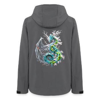 Drache des Lebens und Todes - Frauen Recycelte Softshelljacke von Stanley/Stella - Anthrazit - Hinten - AI Model Female 172 light (172cm)