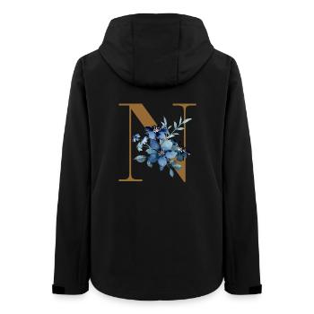 Letter N with blue flowers - Women’s Recycled Softshell Jacket by Stanley/Stella - black - Back - AI Model Female 172 light (172cm)