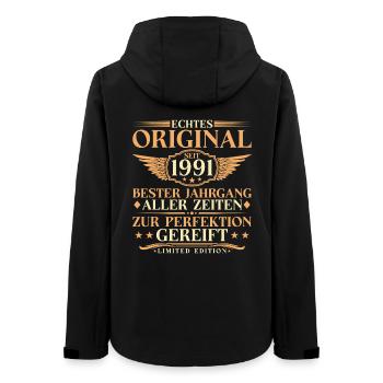 35. Geburtstag Vintage Original 1991 Jahrgang - Frauen Recycelte Softshelljacke von Stanley/Stella - Schwarz - Hinten - AI Model Female 172 light (172cm)
