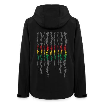 Rasta Farbband Graustufen Streifen - Frauen Recycelte Softshelljacke von Stanley/Stella - Schwarz - Hinten - AI Model Female 172 light (172cm)