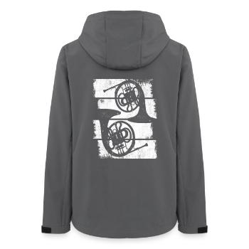 Horn Musikinstrument - Frauen Recycelte Softshelljacke von Stanley/Stella - Anthrazit - Hinten - AI Model Female 172 light (172cm)