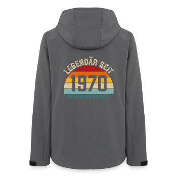 Legendary since 1970 – Born in 1970 - Women’s Recycled Softshell Jacket by Stanley/Stella - anthracite - Back - AI Model Female 172 light (172cm)
