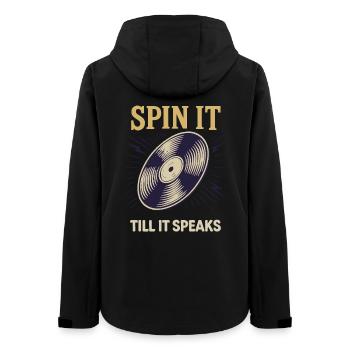 Dreh es, bis es spricht Liebhaber von Vinyl-Schallplatten - Frauen Recycelte Softshelljacke von Stanley/Stella - Schwarz - Hinten - AI Model Female 172 light (172cm)