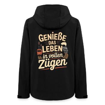 Railway Enjoy life to the fullest Railway - Women’s Recycled Softshell Jacket by Stanley/Stella - black - Back - AI Model Female 172 light (172cm)