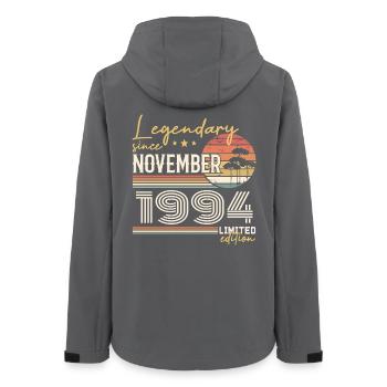 Jahrgang November 1994 Retro November 1994 - Frauen Recycelte Softshelljacke von Stanley/Stella - Anthrazit - Hinten - AI Model Female 172 light (172cm)