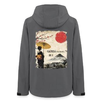 Gaisha with umbrella - Fuji japan vintage - Women’s Recycled Softshell Jacket by Stanley/Stella - anthracite - Back - AI Model Female 172 light (172cm)