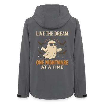 Live The Dream One Nightmare At A Time Halloween - Women’s Recycled Softshell Jacket by Stanley/Stella - anthracite - Back - AI Model Female 172 light (172cm)