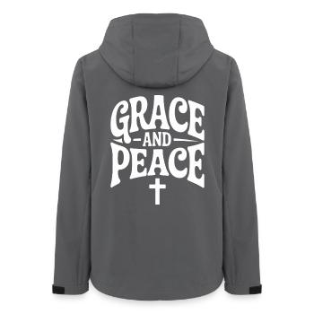 Grace And Peace Jesus Christian Faith - Women’s Recycled Softshell Jacket by Stanley/Stella - anthracite - Back - AI Model Female 172 light (172cm)