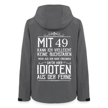 Mit 49 Idioten erkennen - Frauen Recycelte Softshelljacke von Stanley/Stella - Anthrazit - Hinten - AI Model Female 172 light (172cm)