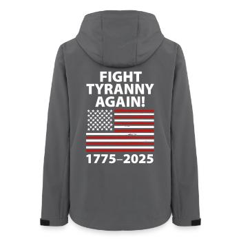 Kämpfe erneut gegen die Tyrannei 1775–2025 Flaggendesign - Frauen Recycelte Softshelljacke von Stanley/Stella - Anthrazit - Hinten - AI Model Female 172 light (172cm)