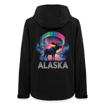 Alaska T-Shirt – Moose & Northern Lights - Women’s Recycled Softshell Jacket by Stanley/Stella - black - Back - AI Model Female 172 light (172cm)