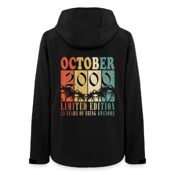 25th Birthday Original October Year 2000 - Women’s Recycled Softshell Jacket by Stanley/Stella - black - Back - AI Model Female 172 light (172cm)