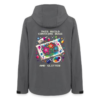 Enthält Bugs & Glitzer | Homeschool Basteln - Frauen Recycelte Softshelljacke von Stanley/Stella - Anthrazit - Hinten - AI Model Female 172 light (172cm)
