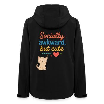 Social awkward but cute cat design - Women’s Recycled Softshell Jacket by Stanley/Stella - black - Back - AI Model Female 172 light (172cm)