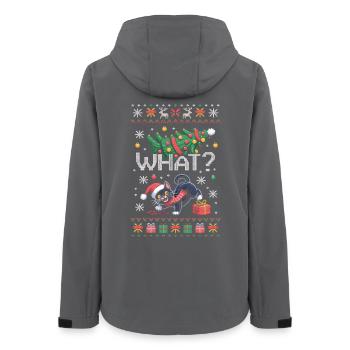 Chemise de Noël chat – Quoi ? Style pull moche - Veste softshell femme recyclée Stanley/Stella - charbon - Dos - AI Model Female 172 light (172cm)
