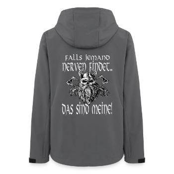 Drôle de Wikiger Viking disant : Ce sont les miens - Veste softshell femme recyclée Stanley/Stella - charbon - Dos - AI Model Female 172 light (172cm)