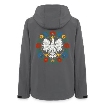 Polish Eagle Folk Emblem with Flowers - Women’s Recycled Softshell Jacket by Stanley/Stella - anthracite - Back - AI Model Female 172 light (172cm)