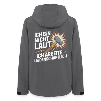 Passion au lieu de bruit – Motif du marteau - Veste softshell femme recyclée Stanley/Stella - charbon - Dos - AI Model Female 172 light (172cm)
