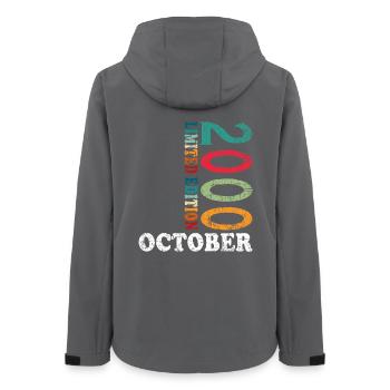 25th Birthday Original October Year 2000 - Women’s Recycled Softshell Jacket by Stanley/Stella - anthracite - Back - AI Model Female 172 light (172cm)