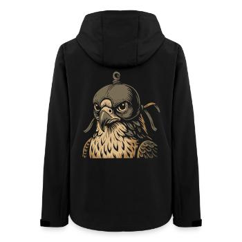 Majestätischer Falke mit Kapuzen-Wanderfalke Kunst - Frauen Recycelte Softshelljacke von Stanley/Stella - Schwarz - Hinten - AI Model Female 172 light (172cm)