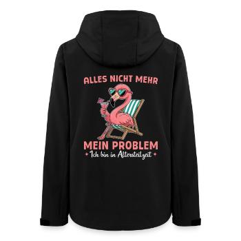 Altersteilzeit Flamingo - Angehende Rentnerin - Frauen Recycelte Softshelljacke von Stanley/Stella - Schwarz - Hinten - AI Model Female 172 light (172cm)